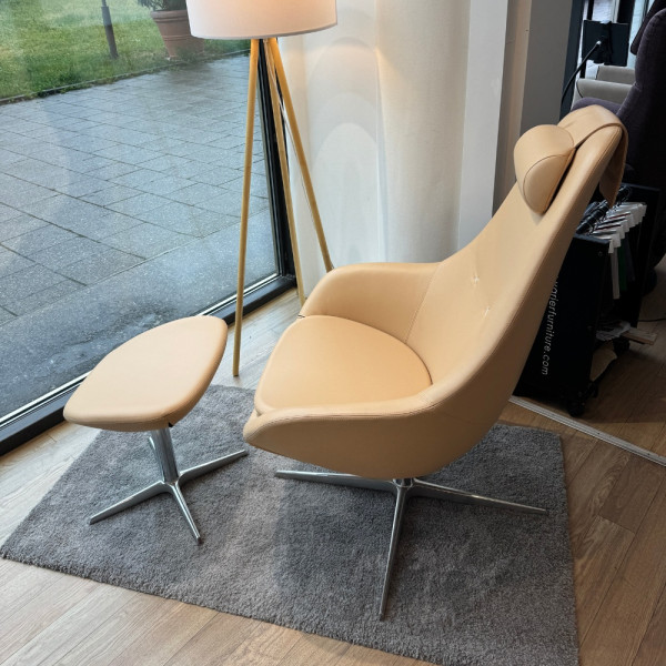 Varier Kokon™ mit Hocker - Leder Noir - Gestell chrom - Ausstellungsstück