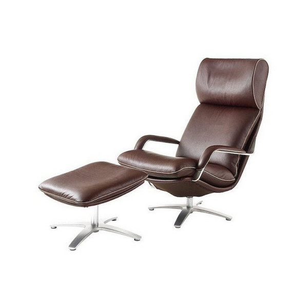 NASA-Nasa Sessel in Leder + Hocker-27935-1